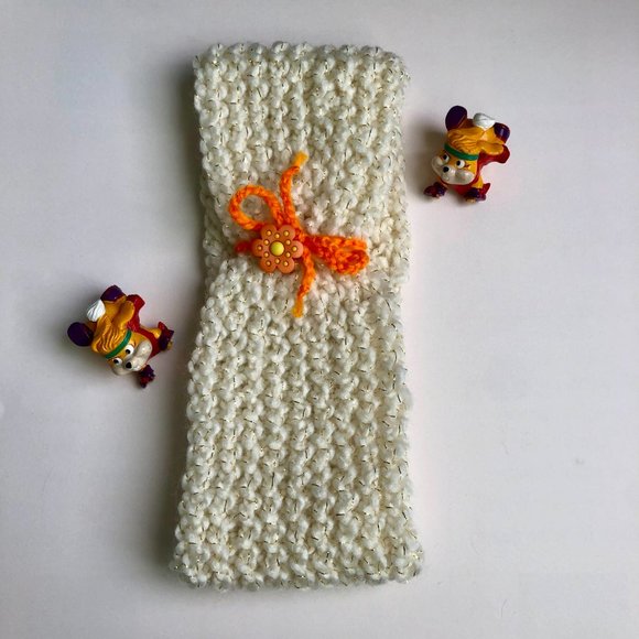 Knitted headband, ear warmer with flower button - Picture 1 of 8